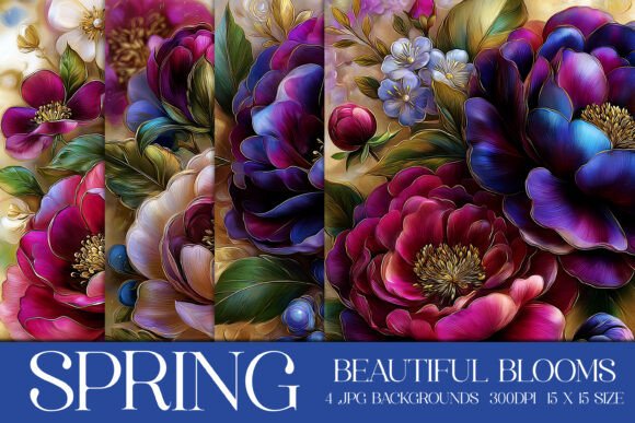 Beautiful Spring Blooms Backgrounds: Sophisticated Floral Printable Design