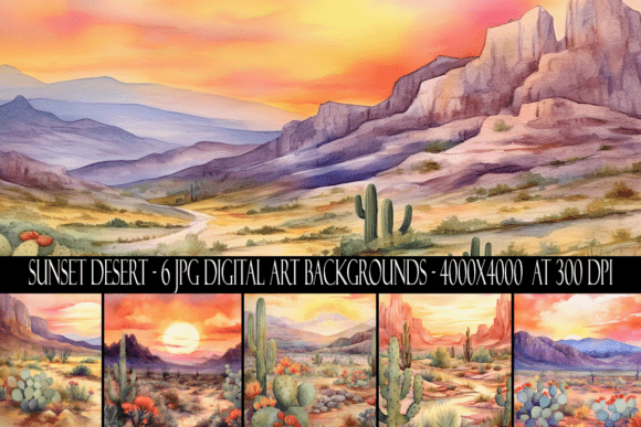 Capturing the Golden Hour: Watercolor Sunset Desert Backgrounds