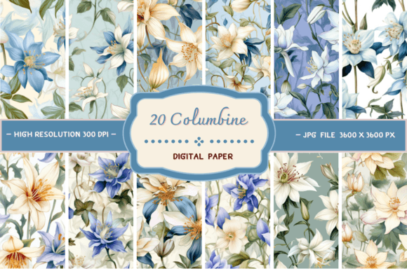 Columbine Flowers Digital Backgrounds for Your Creative Projects