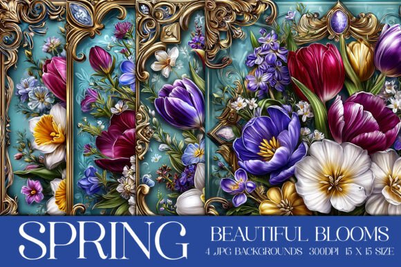 Elevate Your Designs with Beautiful Spring Blooms Backgrounds, S11