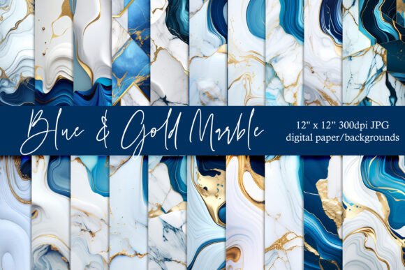 Elevate Your Designs with Blue White Gold Marble Backgrounds