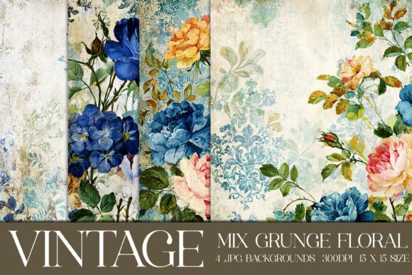 Embracing Vintage Grunge Floral Backgrounds, S13