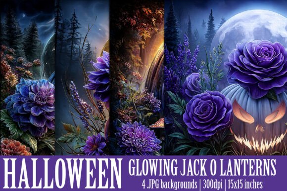 Enchanting Halloween Glowing Pumpkin Backgrounds S3