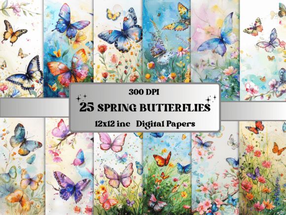 Enchanting Watercolor Spring Butterfly Backgrounds for Creatives