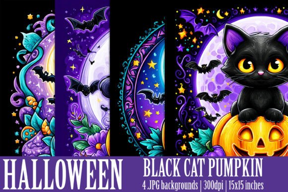 Halloween Black Cat Pumpkin Backgrounds: A Designer's Toolkit