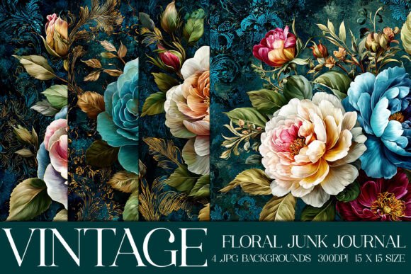 Luxury Floral Flowers Backgrounds, S4: A Vintage Patchwork Collection