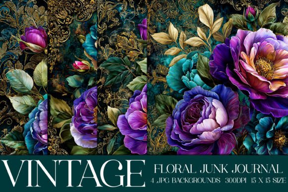 Luxury Floral Flowers Backgrounds, S43: Vintage Patchwork for Modern Makers