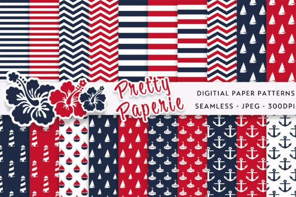 Set Sail with 12 Nautical Digital Paper Backgrounds