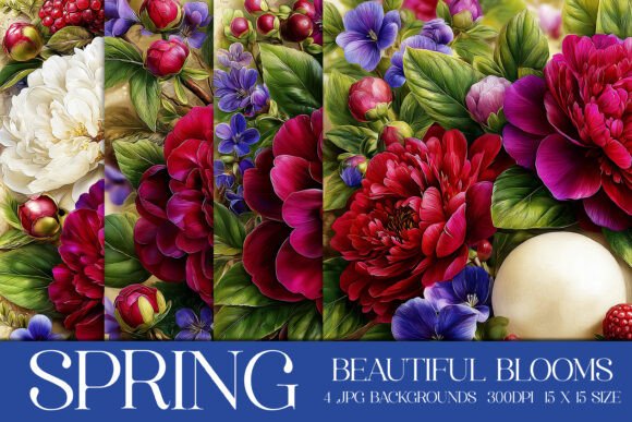 Spring Blooms Backgrounds: Digital Craft Elegance