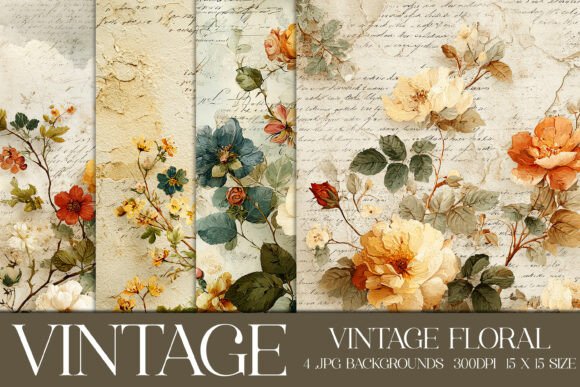 Timeless Charm: Vintage Floral Backgrounds, S7 for Creative Projects