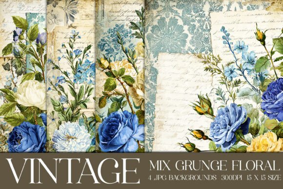 Unlocking Creativity with Vintage Grunge Floral Backgrounds, S9