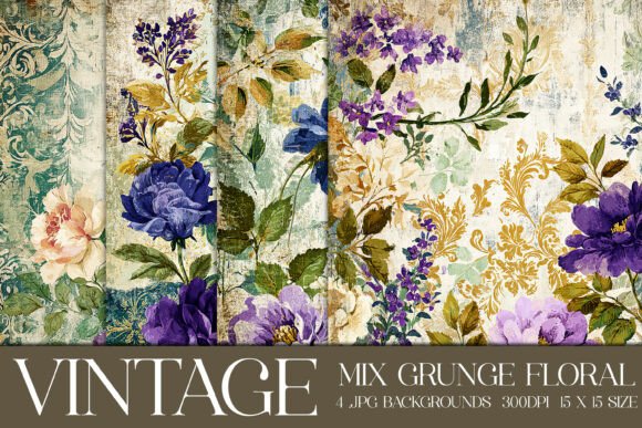 Unveiling the Artistry of Vintage Grunge Floral Backgrounds, S4
