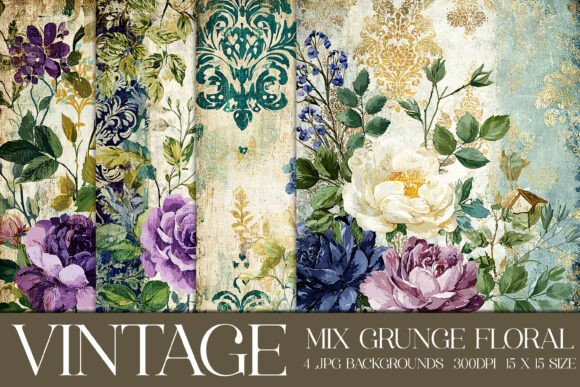 Vintage Grunge Floral Backgrounds: A Layered Approach to Design