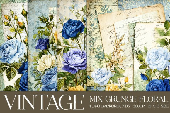 Vintage Grunge Floral Backgrounds, S8: Elevate Your Digital and Print Designs